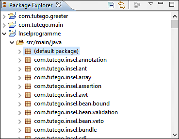 Das Verzeichnis »default package« steht in Eclipse für das unbenannte Paket.